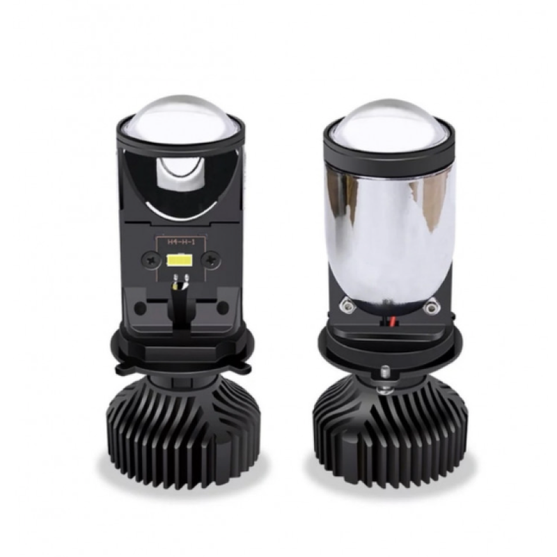 Set de 2 becuri auto led H4 cu lupa si canbus 12v alb 6000k