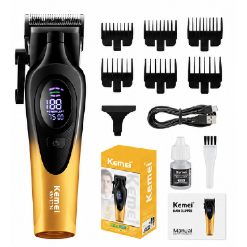 Aparat de tuns profesional Kemei KM 1730 de 7500 RPM Acumulator 1300mAh Display LED