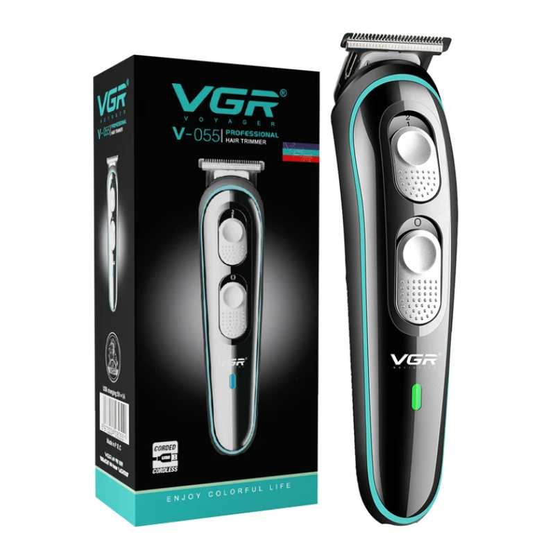 Trimmer Profesional VGR V 055 pentru par 120 Minute Autonomie 4 Piepteni USB