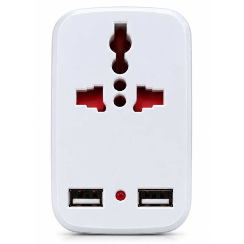 Adaptor Universal de Priza 288 cu 2 Porturi USB incarcare 5V / 1000mA