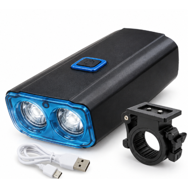 Lanterna LED 3W tip Far Bicicleta 581B de 120 lm cu 5 Moduri reincarcare USB