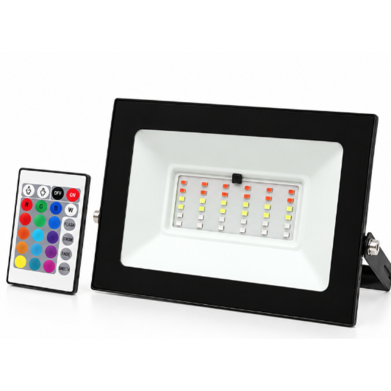 Proiector LED RGB 30W 220V cu Telecomanda Iluminare Colorata pentru Exterior si Interior