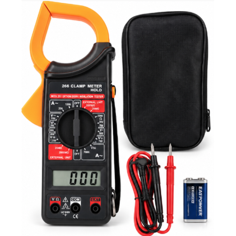 Multimetru Digital cu Cleste Ampermetric DT 266 Tester AC/DC cu Functie HOLD