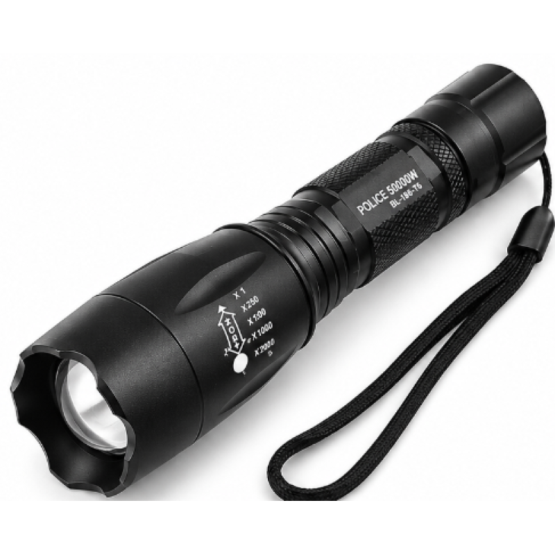 Lanterna LED de mana reincarcabila BL Q1891 T6 cu Zoom 5 moduri de Iluminare incarcare 220V si Auto metalica