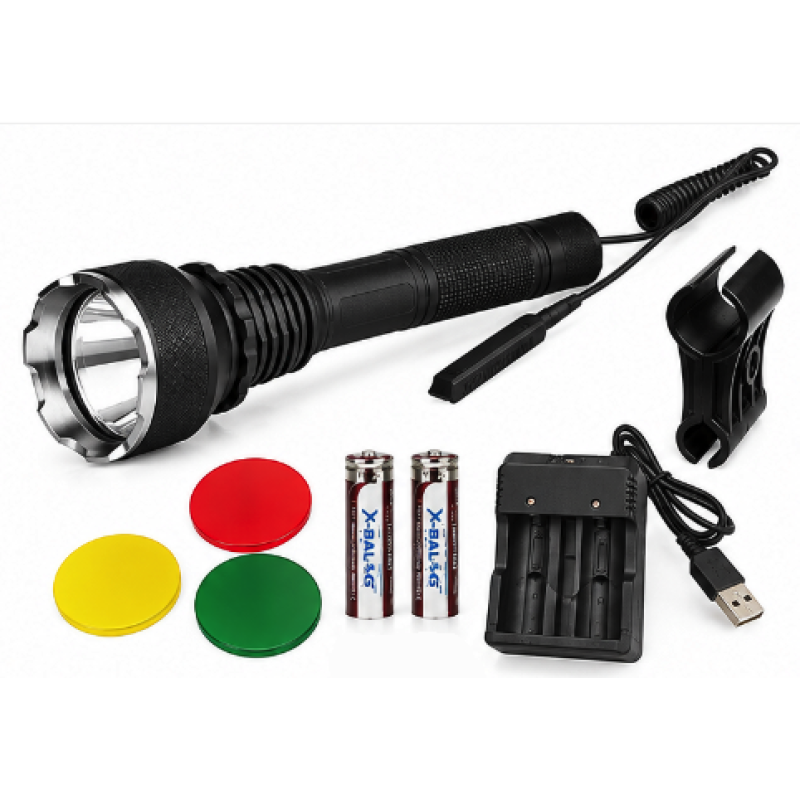 Lanterna de mana metalica LED TG 30W Q2600 2 de 1000 m filtre colorate 2 acumulatori 18650