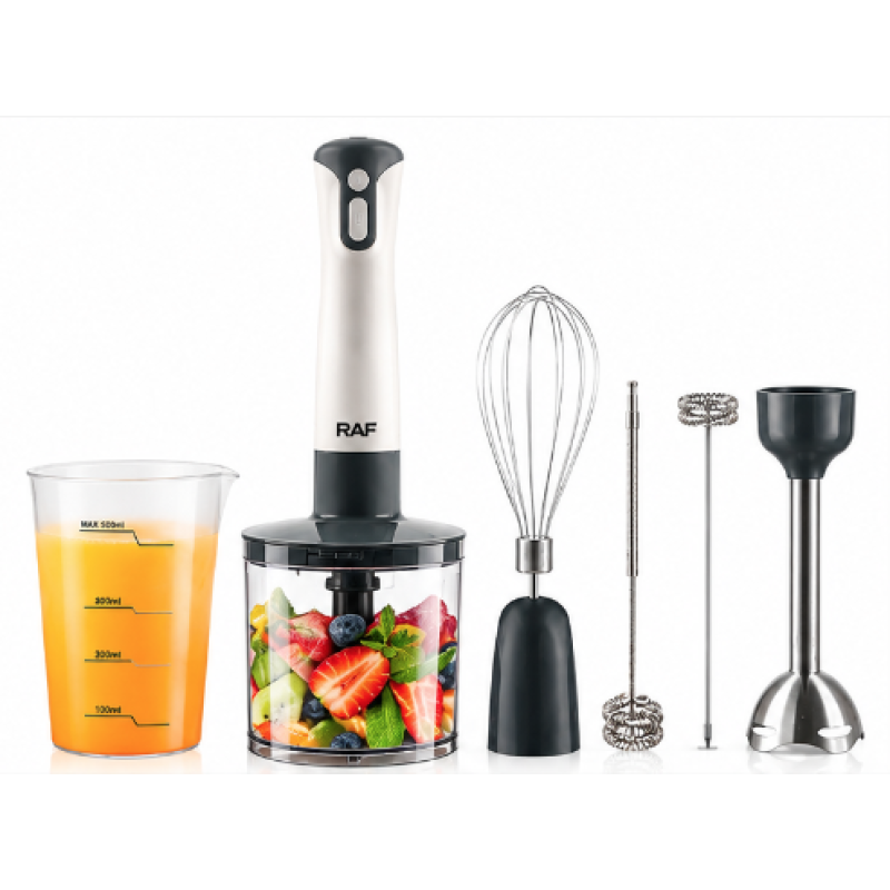 Blender vertical multifunctional RAF R340 5 in 1 de 2000W cu 2 viteze tocator 500 ml tel spumator lapte