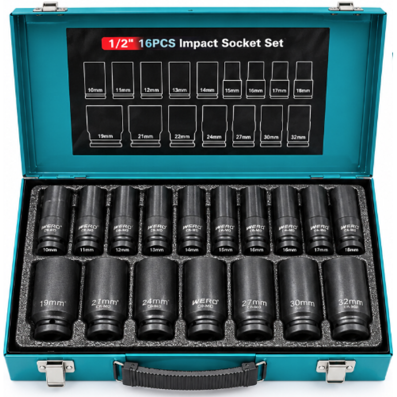 Trusa cu 16 Tubulare de Impact 1/2 dimensiune de la 10 la 32 mm