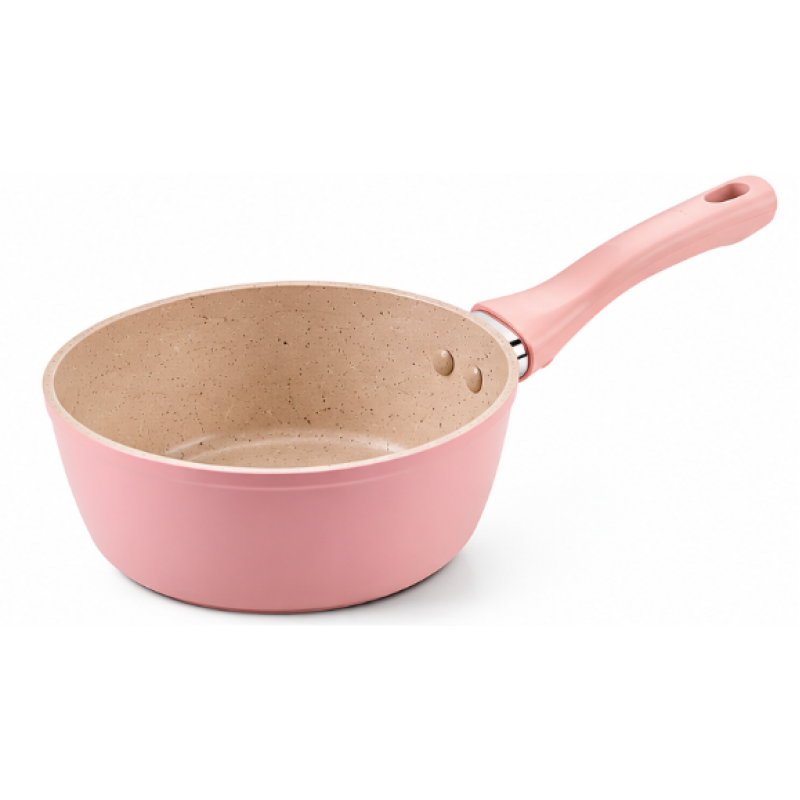 Mini Cratita tip ibric roz 16 cm cu maner ergonomic Interior antiaderent