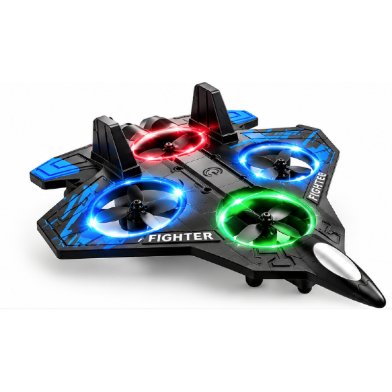Jucarie Avion RC Starfighter 2.4 GHz Giroscop 4 Motoare Lumini LED 3 Trepte de Viteza 360