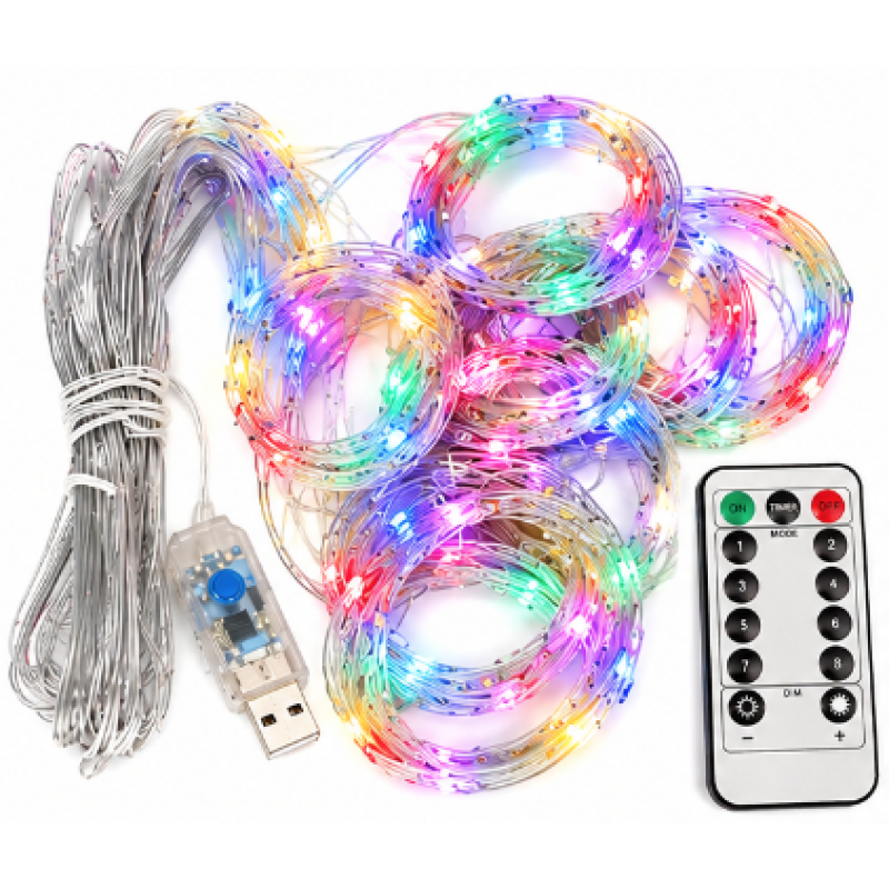 Instalatie Luminoasa Perdea LED 3 x 3 m cu 300 LED MULTICOLOR Telecomanda USB 10 siruri 1500 19