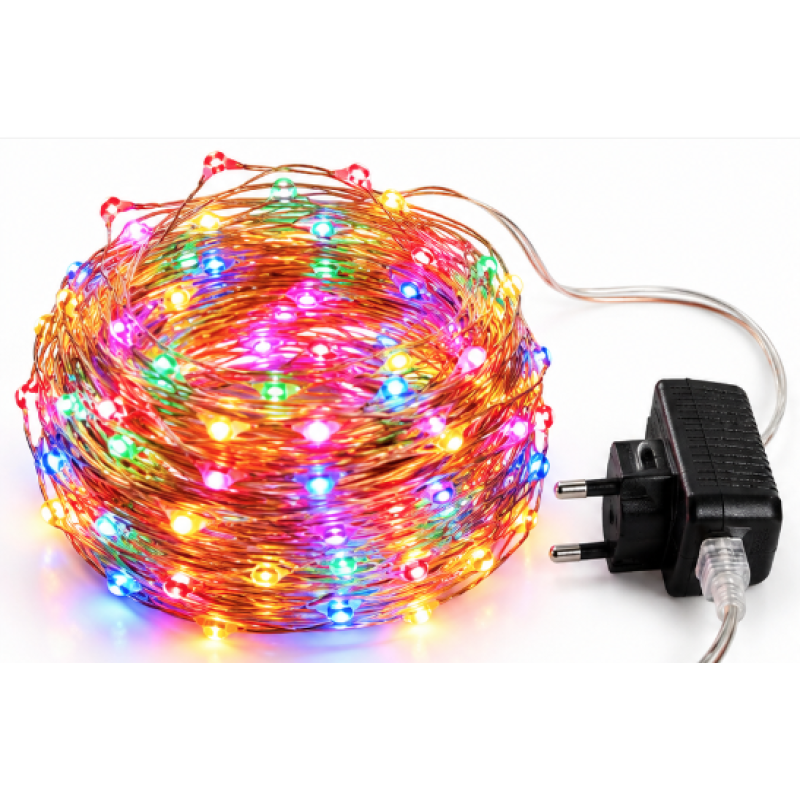 Instalatie Luminoasa LED MULTICOLORA cu 600 LED 30 metri fir alb cupru 1500 57 Decorativa