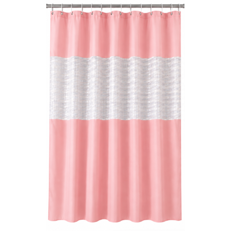 Perdea de dus PEVA 180 x 180 cm ROZ cu transparent