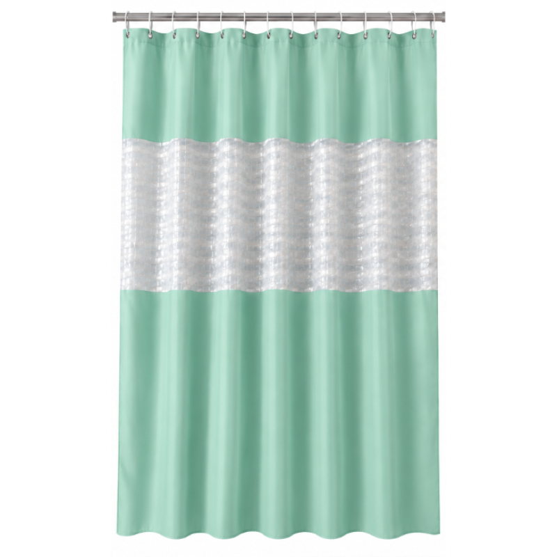 Perdea de dus PEVA 180 x 180 cm VERDE cu transparent