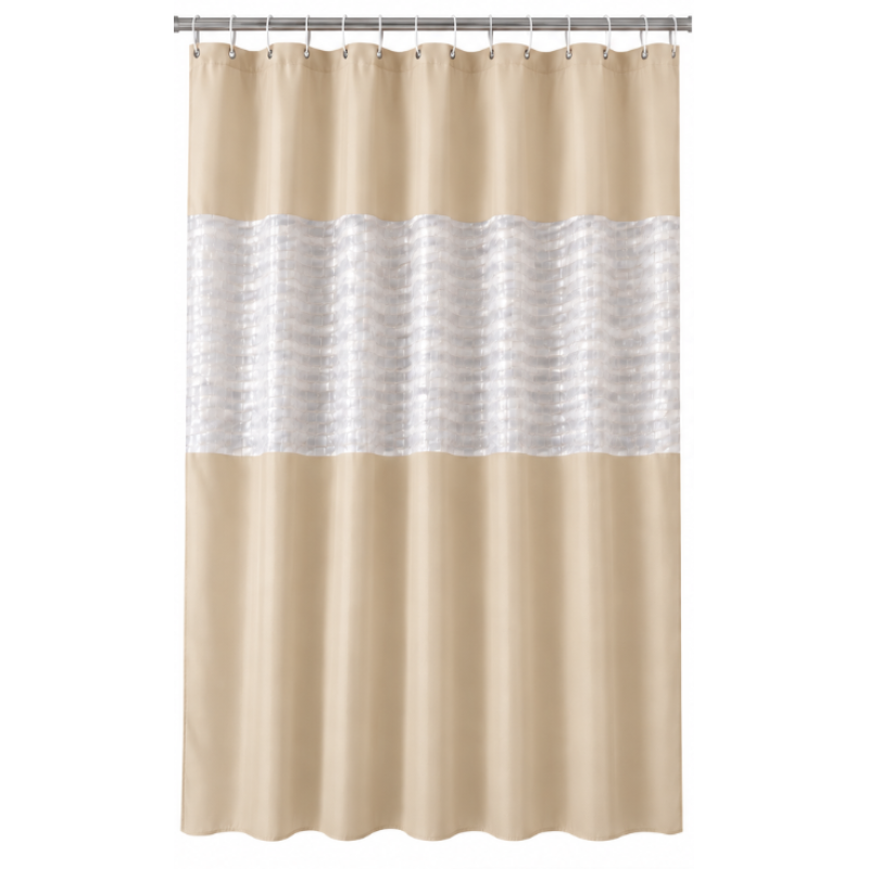 Perdea de dus PEVA 180 x 180 cm BEJ cu transparent