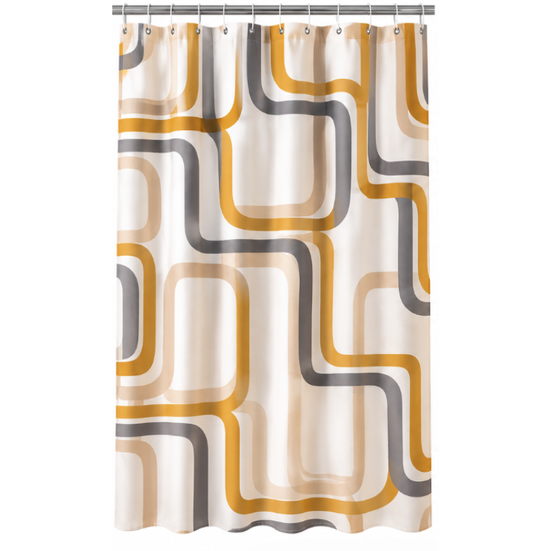 Perdea de dus PEVA 180 x 180 cm cu DUNGI COLORATE cu 12 inele