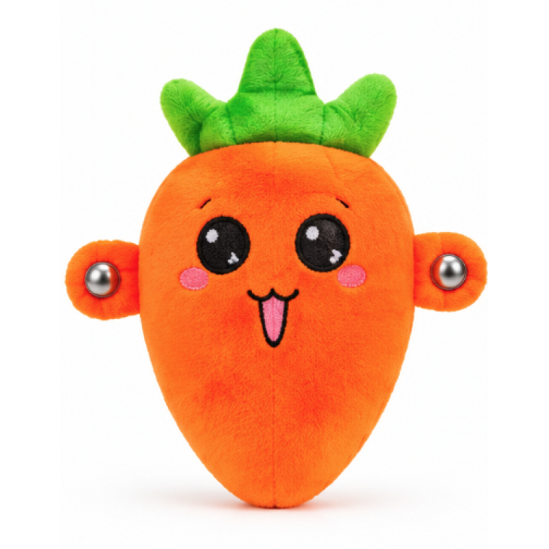 Jucarie Interactiva din Plus MORCOV Fruit Sensing Rhythm Toy Sunete Reactie la Atingere PORTOCALIU