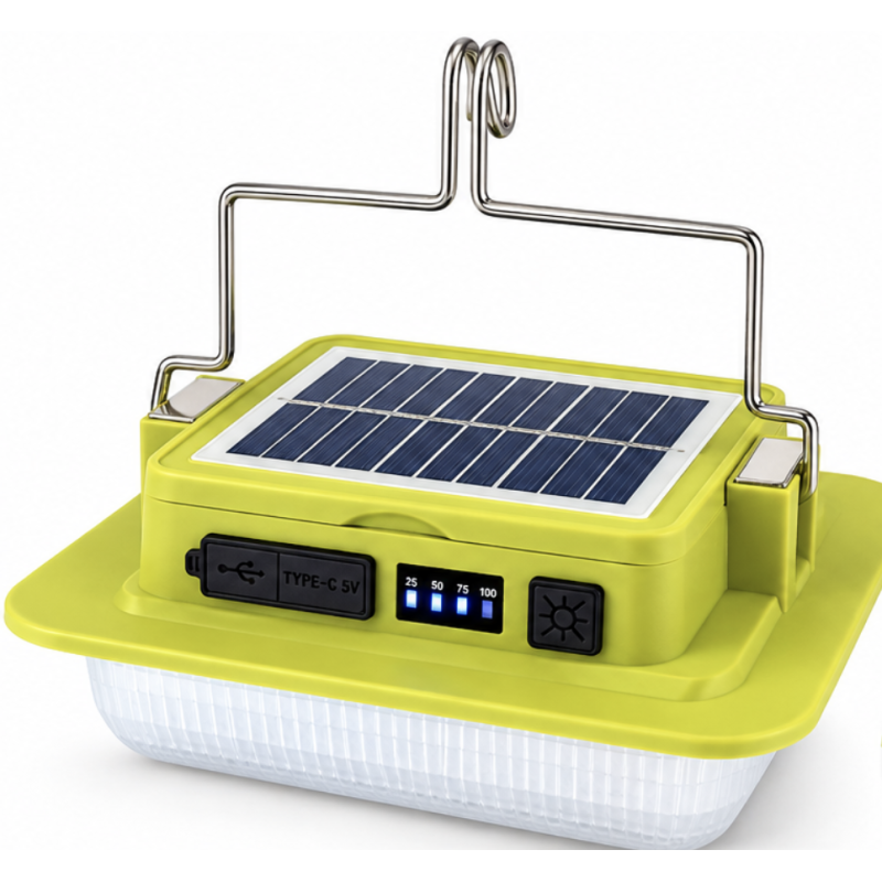 Lampa LED Camping 229L SMD cu Panou Solar Power Bank USB si carlig