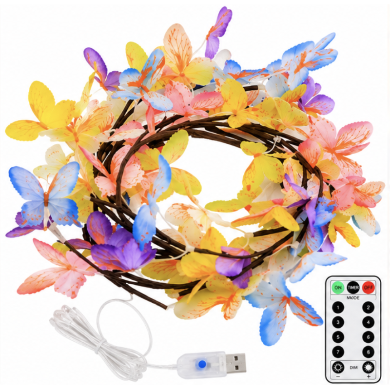 Ghirlanda Luminoasa LED cu Flori USB Telecomanda 8 Moduri de Iluminare Decorativa