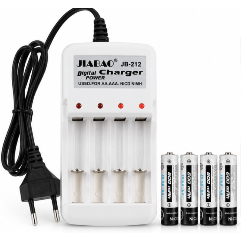 Incarcator Baterii JIABAO JB 212 pentru AA/AAA Ni MH si Ni Cd cu 4 Acumulatori AAA R03