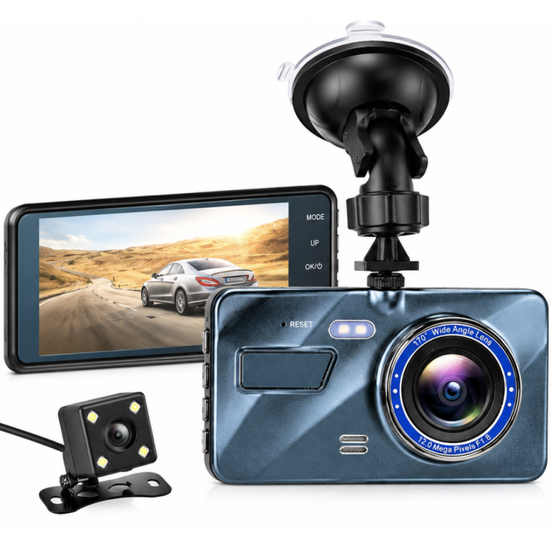 Camera Auto DVR Duala Fata si Spate Ecran Touchscreen 4 inch Full HD 1080P Unghi 170 grade Viziune Nocturna