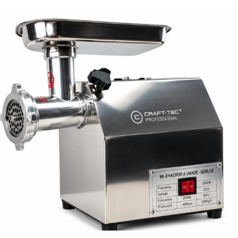 Masina de tocat carne profesionala CraftTec MK8 2500W 100 Kg/h inox accesorii incluse MX709