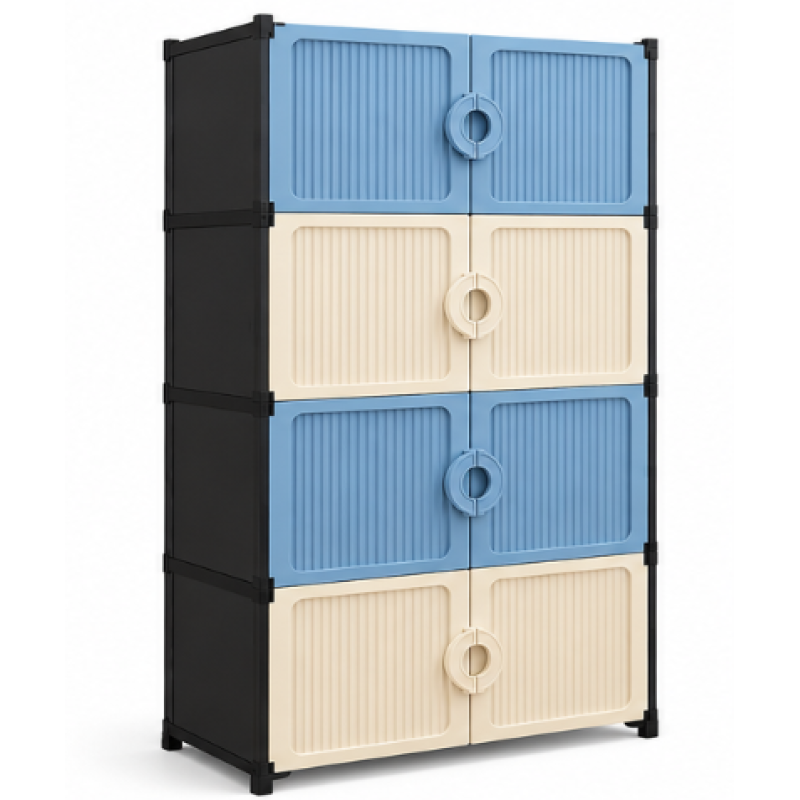 Dulap modular de depozitare cu 8 usi si manere 4 niveluri 63 × 32 × 120 cm