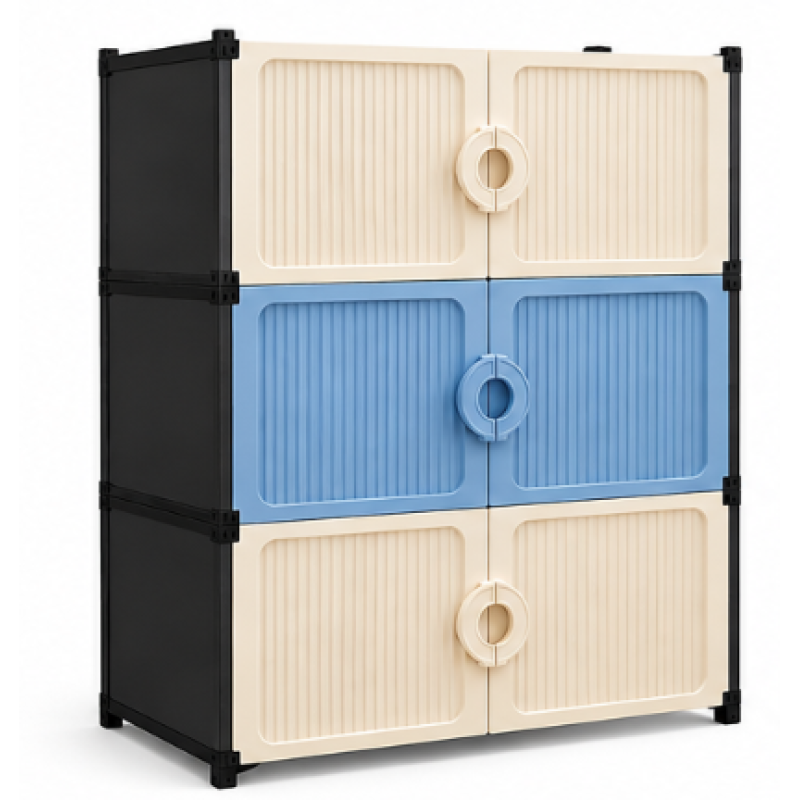 Dulap modular pentru incaltaminte cu 6 usi si manere tip inel 3 niveluri 63 × 32 × 90 cm