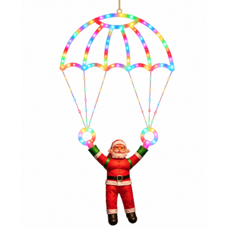 Mos Craciun cu Parasuta Luminoasa MULTICOLORA 40x80 cm pentru Decor Festiv Cod 1500 50C
