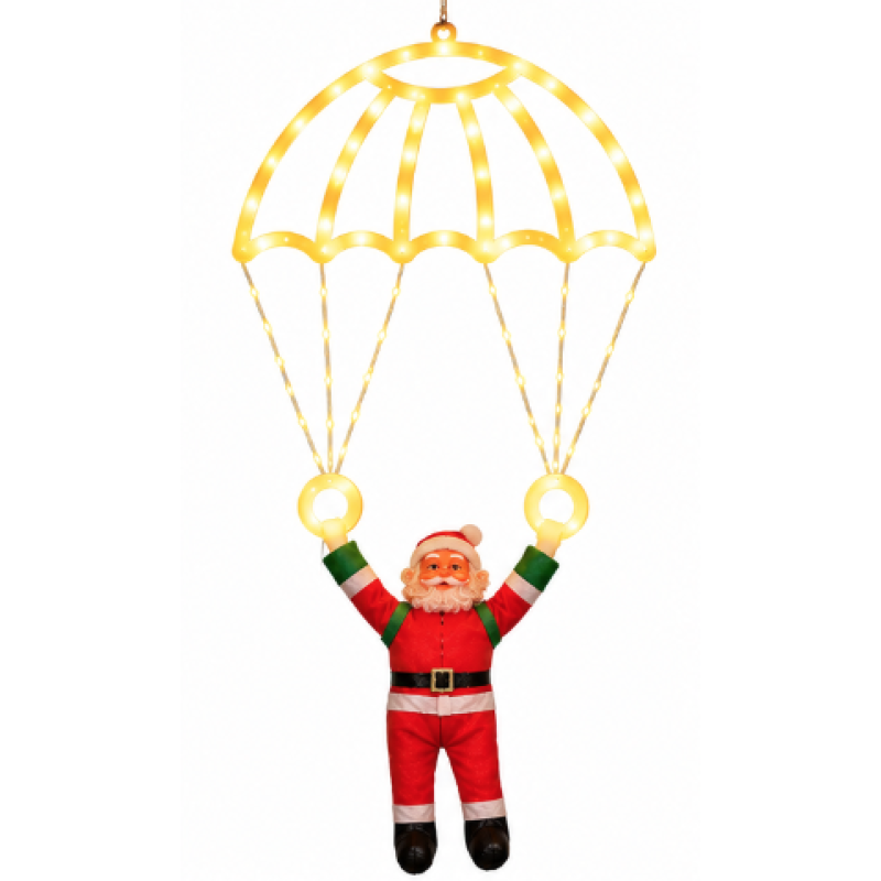 Mos Craciun cu Parasuta Luminoasa ALB CALD 40x80 cm pentru Decor Festiv Cod 1500 50G