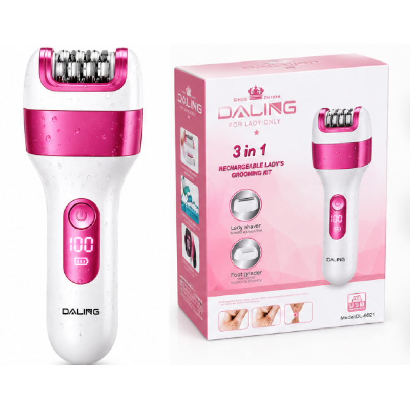 Set epilator pentru Femei Daling DL 6021 tip 3 in 1 Epilator Aparat de Ras si Pila Electrica pentru Calcaie