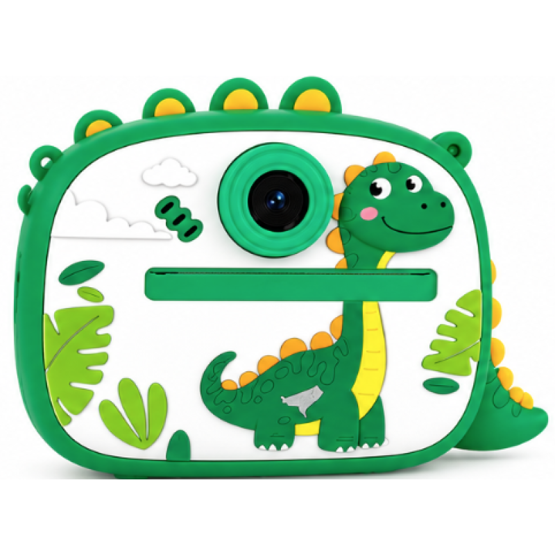 Aparat Foto Instant pentru Copii Model DINOZAUR VERDE cu Imprimare Foto