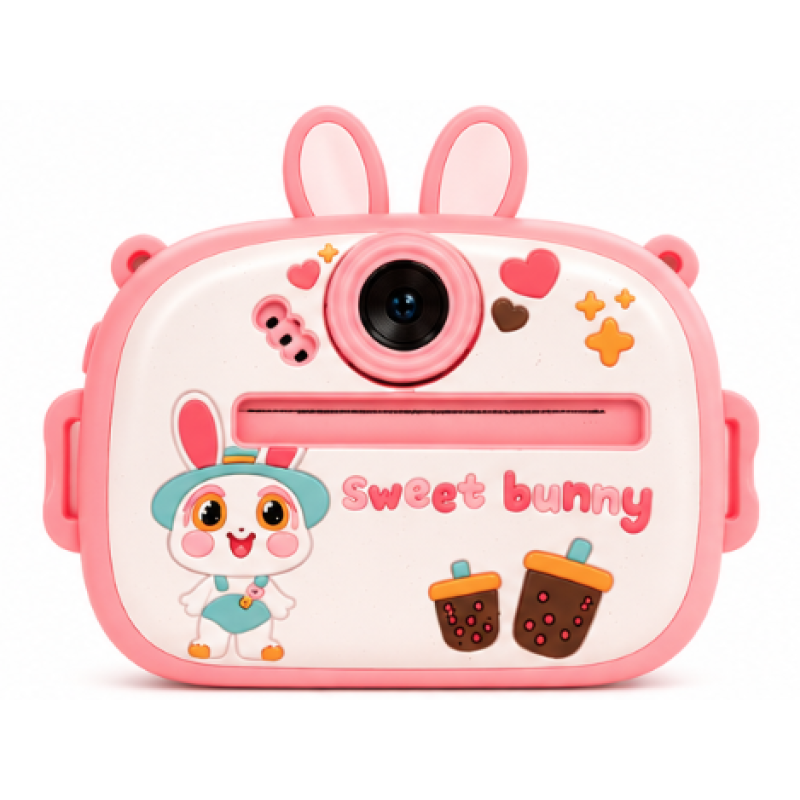 Aparat Foto Instant IEPURAS pentru Copii Sweet Bunny ROZ cu Imprimare Termica