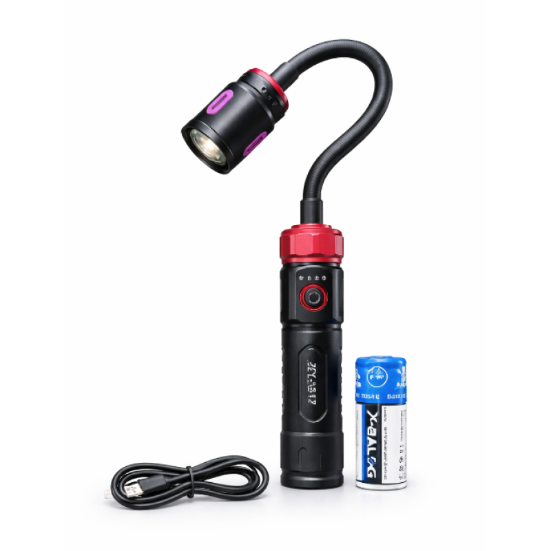 Lampa LED de lucru reincarcabila cu gat flexibil lumina reglabila magnetica acumulator 26650 si USB