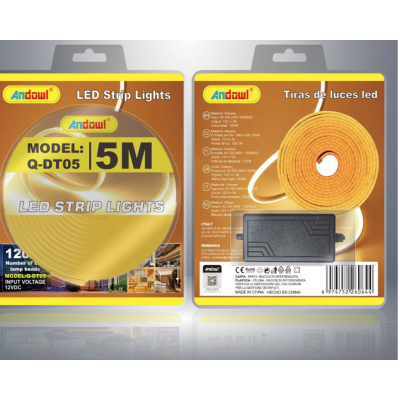  Banda Led neon flexibila 12V lumina ALB CALD 5 metri Q DT05
