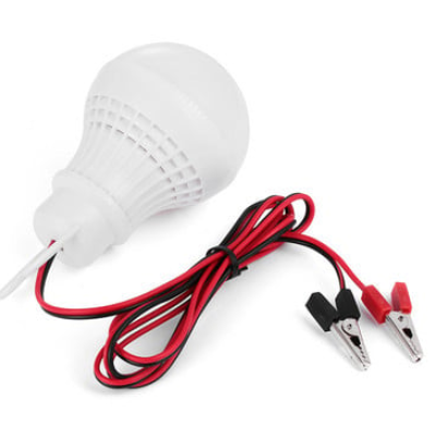 UB  Bec LED 7W 12V Cablu si Clesti Baterie Auto Glob Mat Plastic