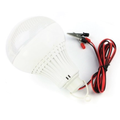 UB  Bec LED 7W 12V Cablu si Clesti Baterie Auto Glob Mat Plastic