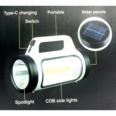  Lanterna de mana cu iluminare dubla si incarcare solara led cob YC 202