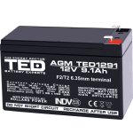 Acumulator 12V Stationar Dimensiuni 151 x 65 x 95 mm Baterie 12V 9.1Ah TED Electric