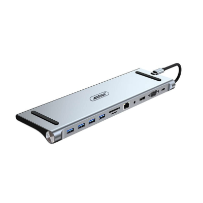 Adaptor Hub Multiport 11 in 1 USB C Docking Station pentru Laptop Q HU990