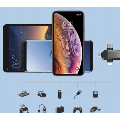 Adaptor OTG 3in1 de la USB 3.0 la Micro USB/Type C/Lightning