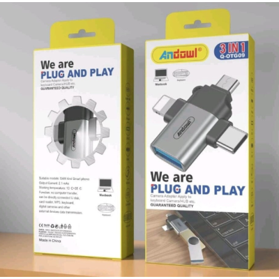 Adaptor OTG 3in1 de la USB 3.0 la Micro USB/Type C/Lightning