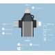 Adaptor OTG 3in1 de la USB 3.0 la Micro USB/Type C/Lightning