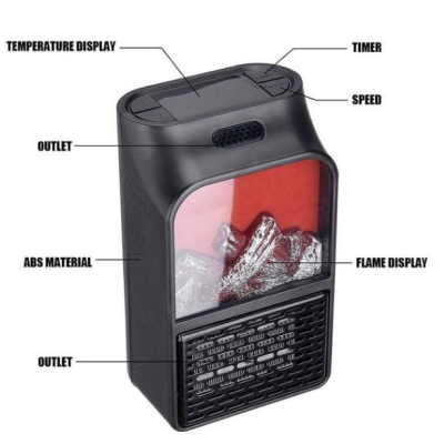 Aeroterma Flame Heater portabila tip SEMINEU cu telecomanda si efect de flacara