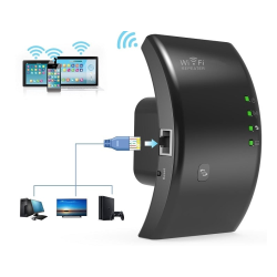 Amplificator semnal Wireless WiFi Repeater/Range Extender 300 Mbps Negru