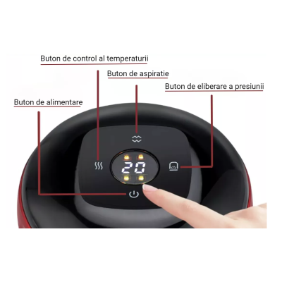 Aparat de masaj cu vacuum electric Terapie prin ventuze 12 niveluri de presiune si incalzire