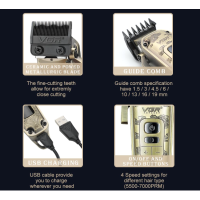 Aparat de tuns cu carcasa metalica premium VGR V 005 Afisaj LED