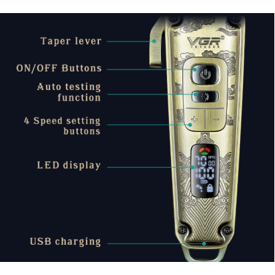 Aparat de tuns cu carcasa metalica premium VGR V 005 Afisaj LED