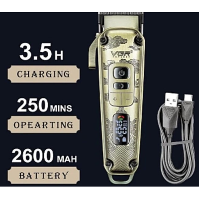 Aparat de Tuns Fara Fir V005 Carcasa Metalica 8 Distantiere Lama din Otel Inoxidabil