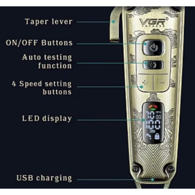 Aparat de Tuns Fara Fir V005 Carcasa Metalica 8 Distantiere Lama din Otel Inoxidabil