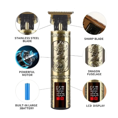 Aparat de tuns VINTAGE T9 cu afisaj si incarcare USB